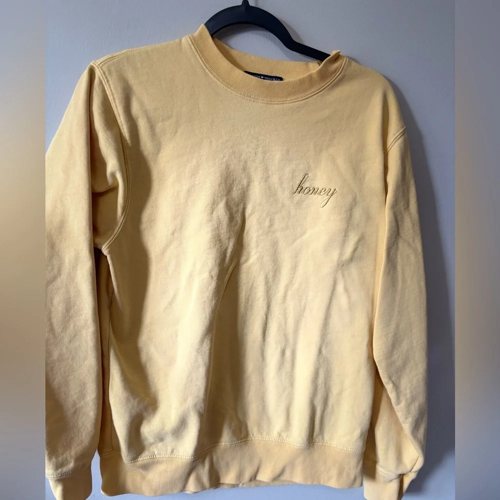 Brandy Melville Crewneck Honey Pullover Sweatshirt in Yellow - Picture 2 of 5
